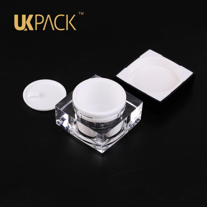 Tarro poner crema cosmético plástico del diseño PMMA 15ml 30ml 50ml de la doble-pared de UKPACK pequeño