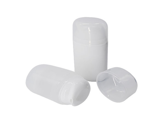 Sunscreen packaging   PP Plastic Oval Flat Airless Cosmetic Bottles 50ml With Unique Pump