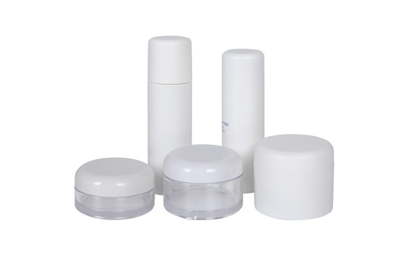 Soft Touch White Plastic Cosmetic Packageing Set 80/100/120/150ml Lotion Bottles And 60/100ml Cream Jar